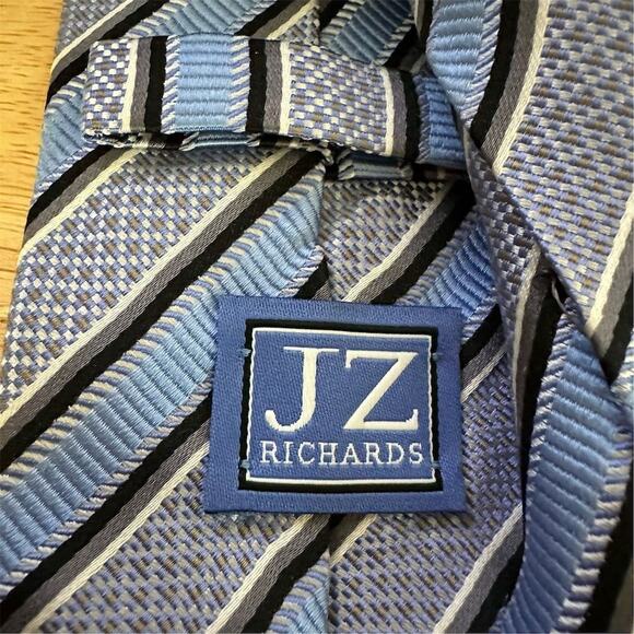 JZ Richard's Men's Blue Striped Silk Repp Tie Long Made in the United States - Picture 4 of 7